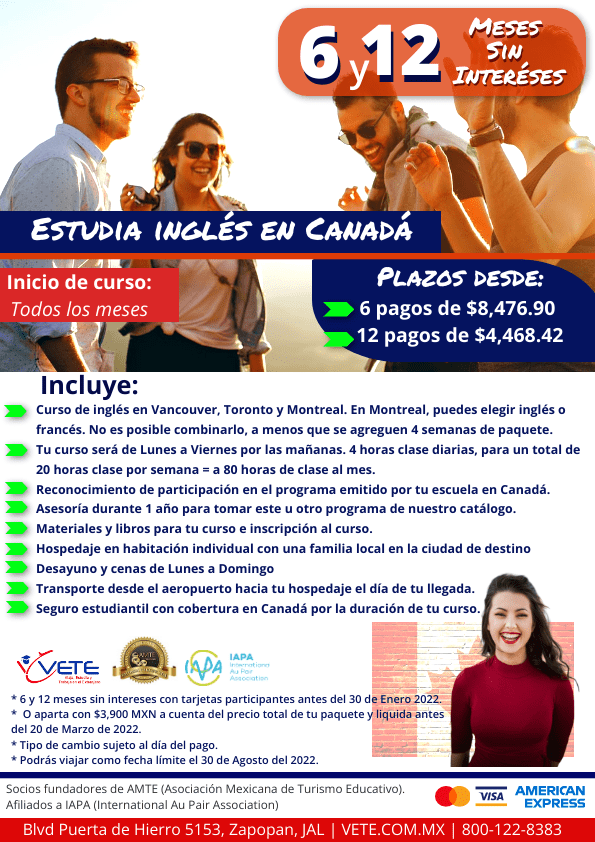 ESTUDIAR INGLES EN VANCOUVER TORONTO O MONTREAL MESES SIN INTERESES